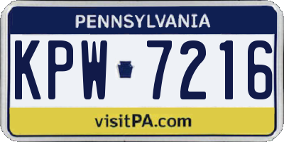 PA license plate KPW7216