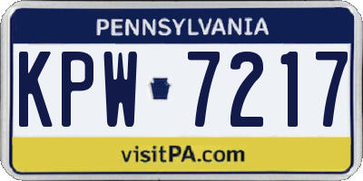 PA license plate KPW7217