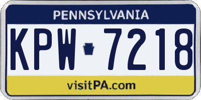 PA license plate KPW7218