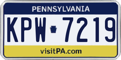 PA license plate KPW7219