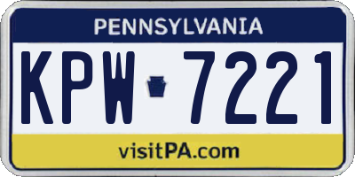 PA license plate KPW7221