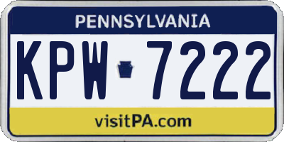PA license plate KPW7222