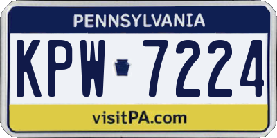 PA license plate KPW7224