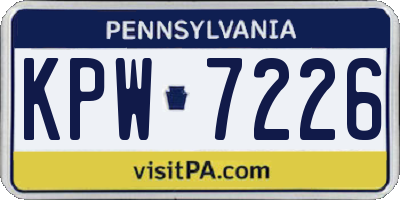 PA license plate KPW7226
