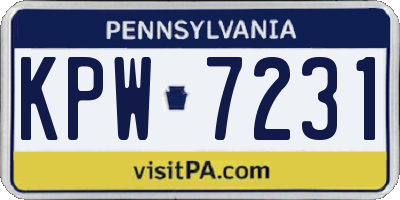 PA license plate KPW7231