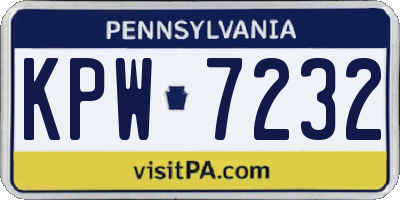 PA license plate KPW7232