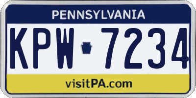 PA license plate KPW7234
