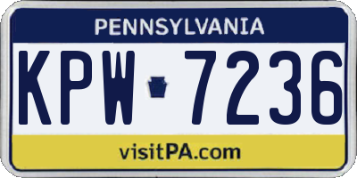 PA license plate KPW7236