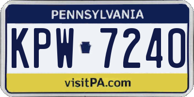 PA license plate KPW7240