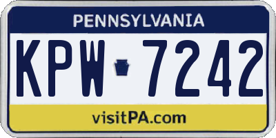 PA license plate KPW7242