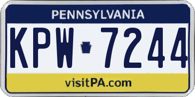 PA license plate KPW7244