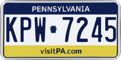 PA license plate KPW7245