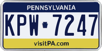 PA license plate KPW7247