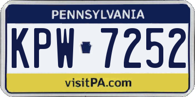 PA license plate KPW7252