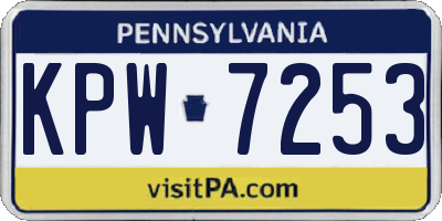 PA license plate KPW7253