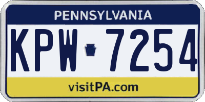 PA license plate KPW7254