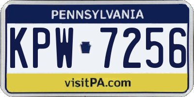 PA license plate KPW7256