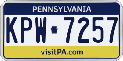 PA license plate KPW7257