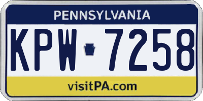 PA license plate KPW7258