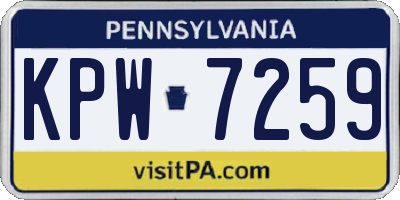 PA license plate KPW7259