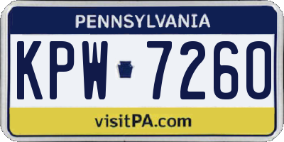 PA license plate KPW7260