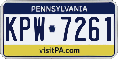PA license plate KPW7261