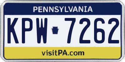 PA license plate KPW7262