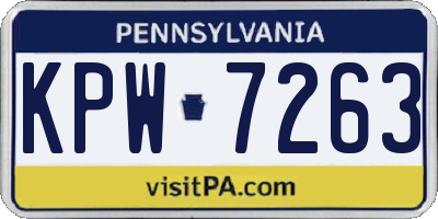 PA license plate KPW7263