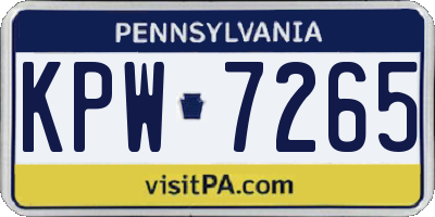 PA license plate KPW7265