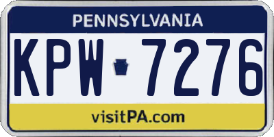 PA license plate KPW7276