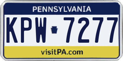PA license plate KPW7277