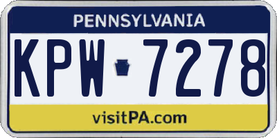 PA license plate KPW7278