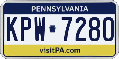 PA license plate KPW7280