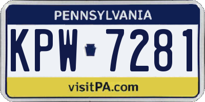 PA license plate KPW7281