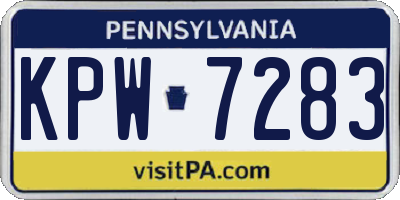 PA license plate KPW7283
