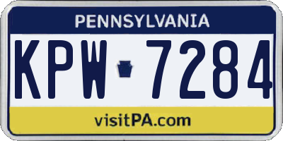 PA license plate KPW7284