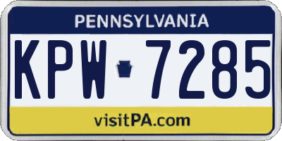 PA license plate KPW7285