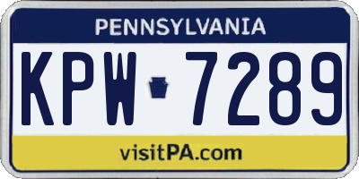 PA license plate KPW7289
