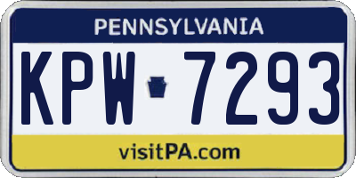 PA license plate KPW7293