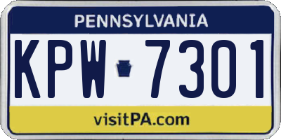 PA license plate KPW7301
