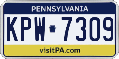 PA license plate KPW7309