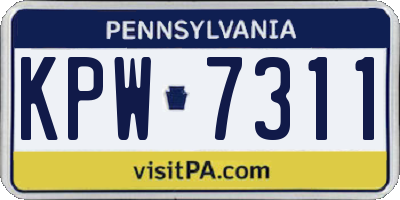 PA license plate KPW7311