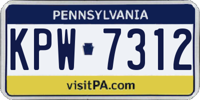 PA license plate KPW7312