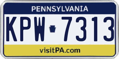 PA license plate KPW7313