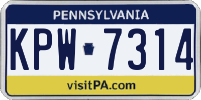 PA license plate KPW7314