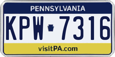 PA license plate KPW7316