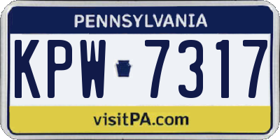 PA license plate KPW7317
