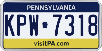 PA license plate KPW7318