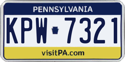 PA license plate KPW7321