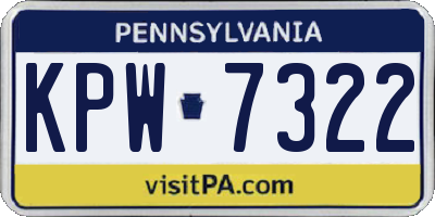 PA license plate KPW7322
